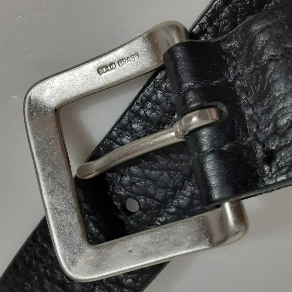 Eddie Bauer Genuine Leather Black Belt Brass Buckle Mens 40 Utility Minimal